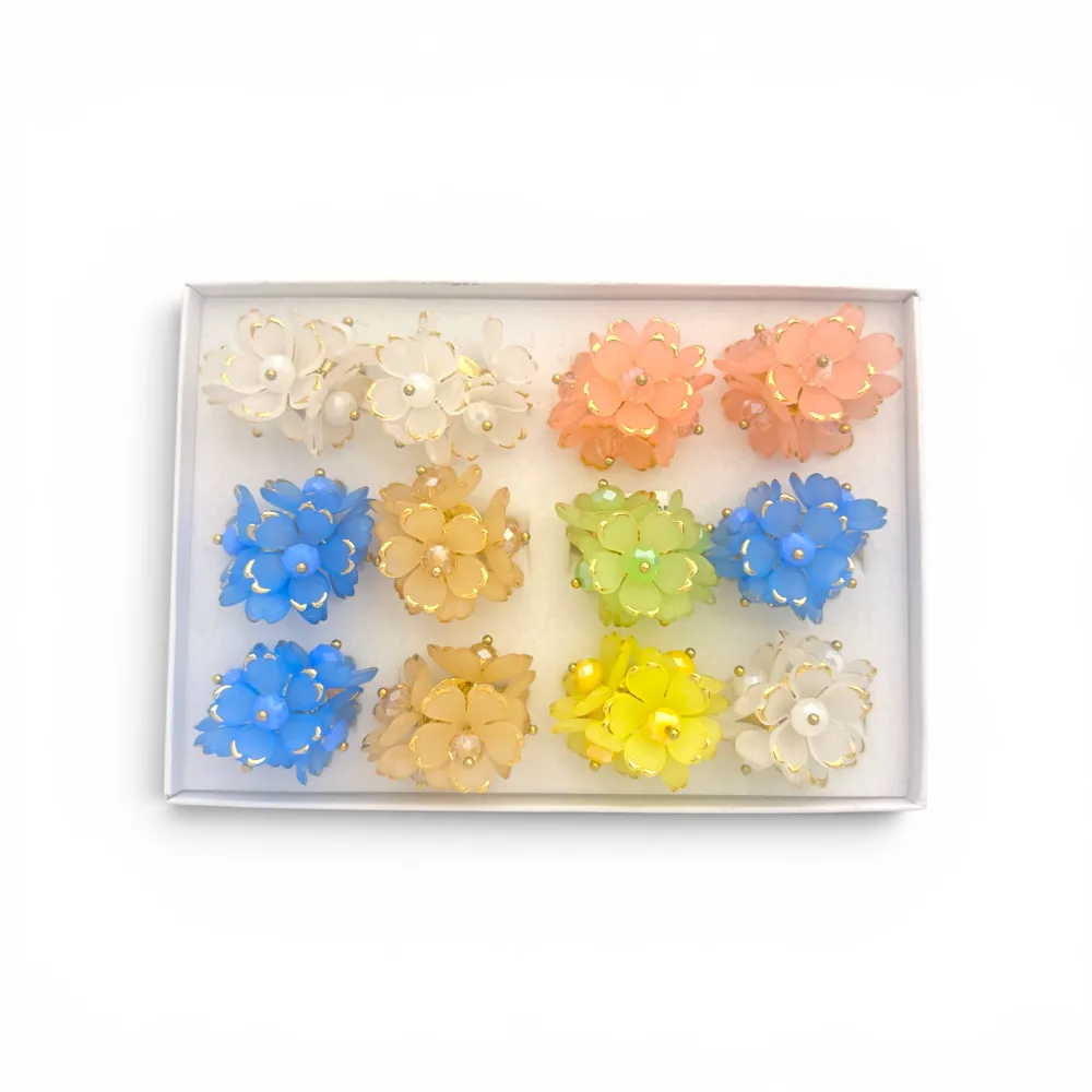 [AN-732-662] Fiori-Anello Regolabile in Acciaio 24pz (espositore incluso) - AN-732-662