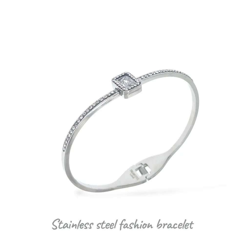 Rettangolare-Bracciale Rigido in Acciaio - BR-413-2018