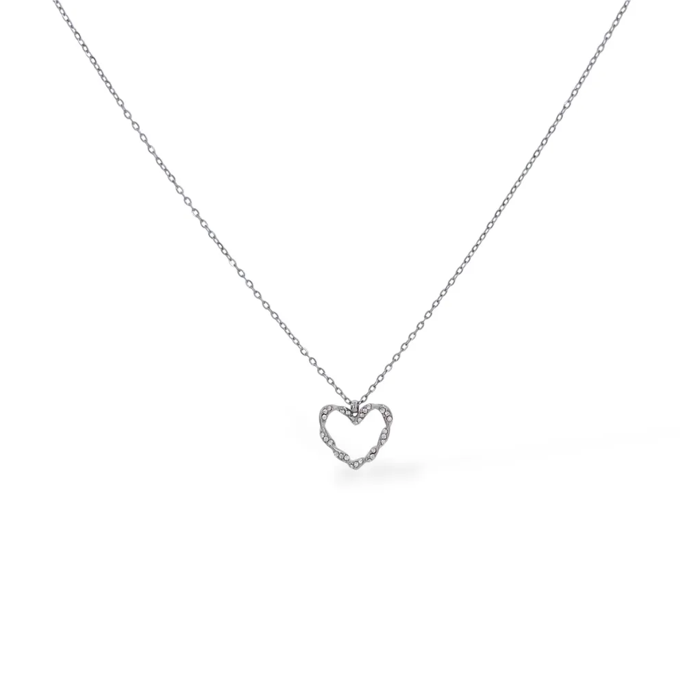 [CL-795-10587] Cuore-Collana Corta in Acciaio - CL-795-10587 (Argento)