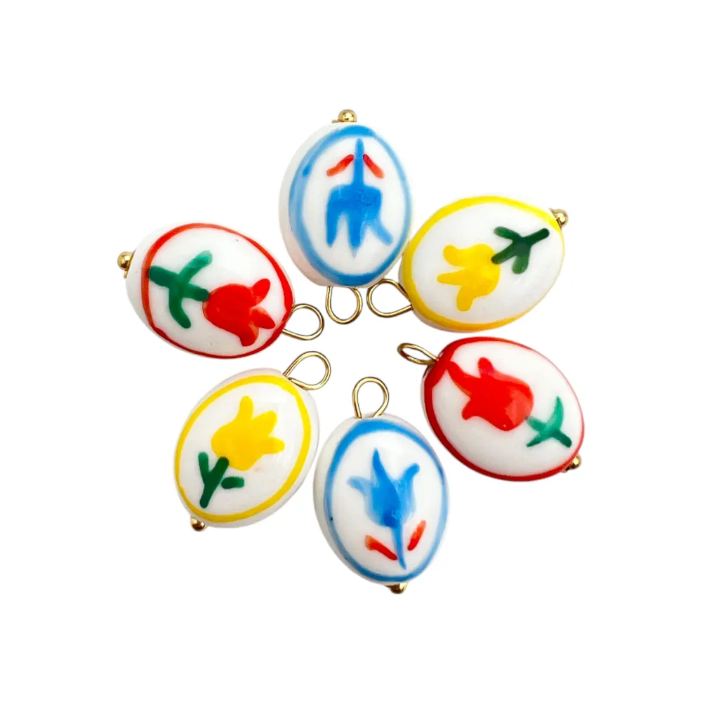 [DIY-413-37] Tulipano -Accessori personalizzati DiY Ciondoloni acciaio smalto - DIY-413-37
