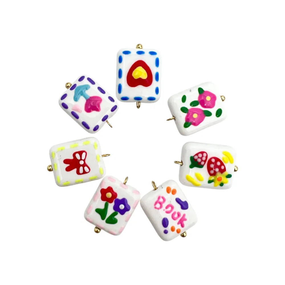 [DIY-413-38] Rettangolare -Accessori personalizzati DiY Ciondoloni acciaio smalto - DIY-413-38