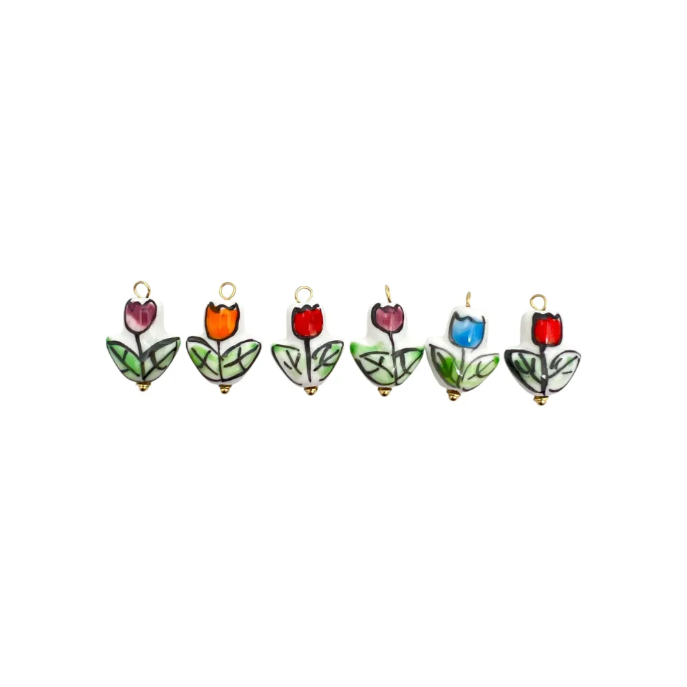 [DIY-413-42] Tulipano -Accessori personalizzati DiY Ciondoloni acciaio smalto - DIY-413-42