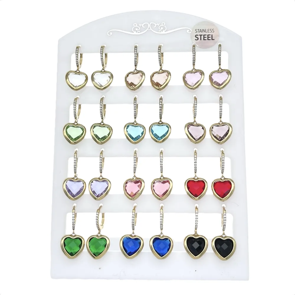 [OR-103-AA6291E] Cuore-12 Paia Orecchini in Acciaio - OR-103-AA6291E