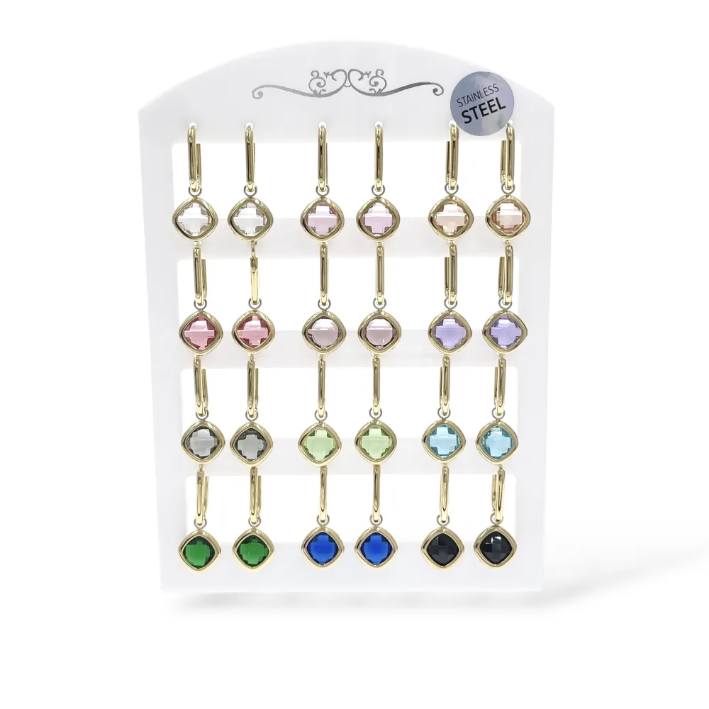[OR-103-AA6372E] Quadrato-12 Paia Orecchini in Acciaio - OR-103-AA6372E