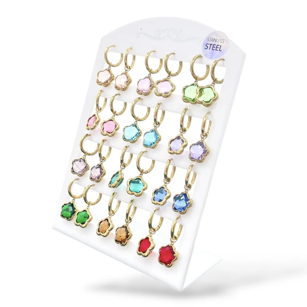 [OR-103-AA6757E/10MM] Fiore-12Paia Orecchini in Acciaio - OR-103-AA6757E/10MM