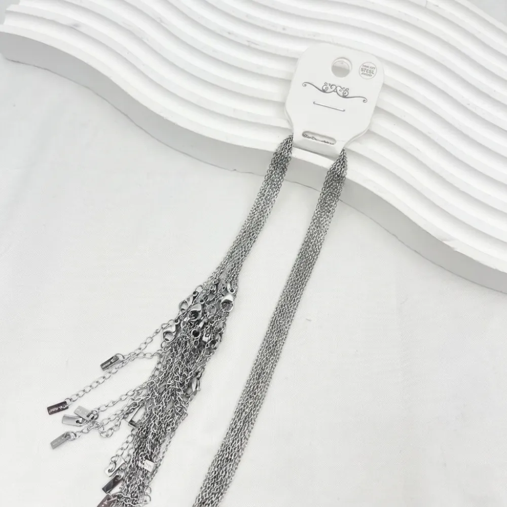Catena semplice 45+5cm- Collana corta in Acciaio (Confezione da 12pz) - CO-413-2550-A(50+5cm)