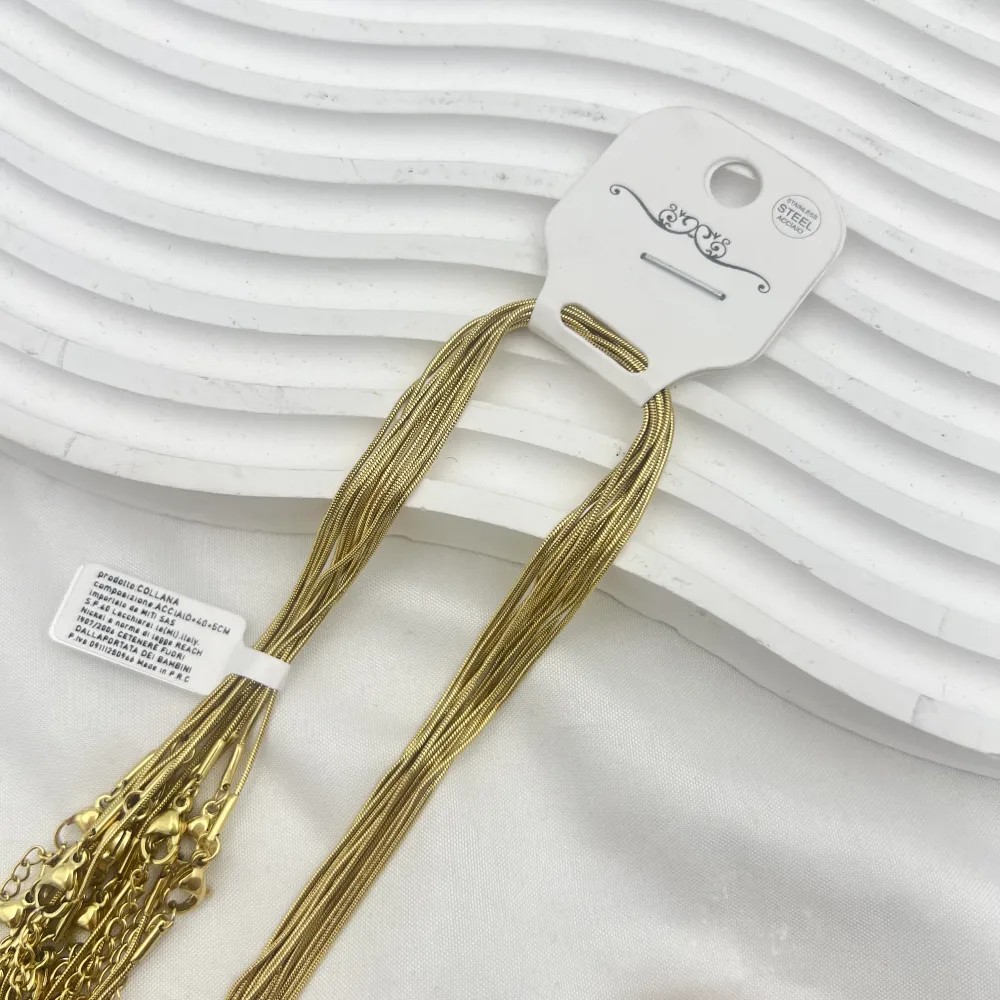 Catenina Coda di Topo 40+5cm- Collana corta in Acciaio (Confezione da 12pz ) - CO-413-900 (40+5cm)