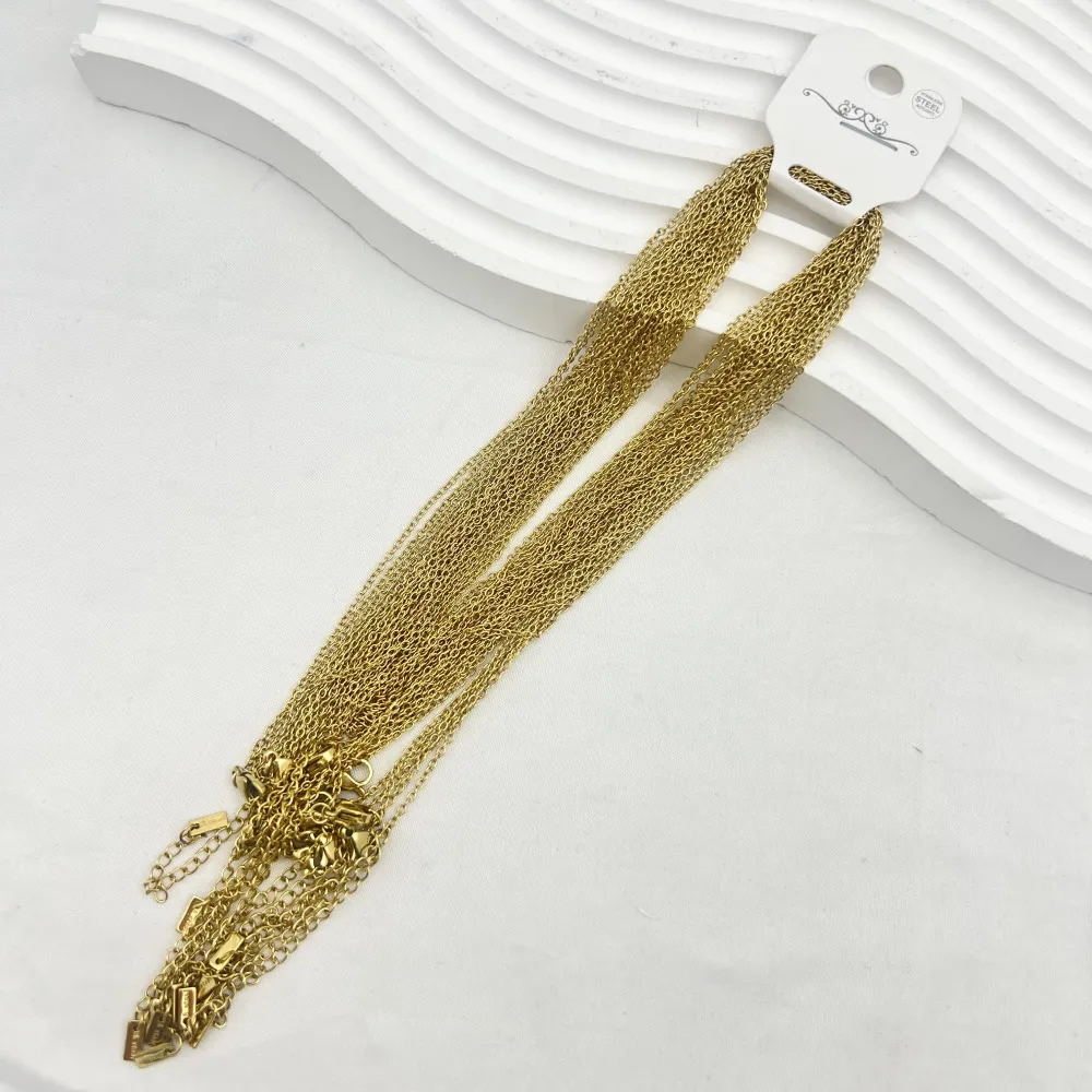 Catena semplice 70+5cm- Collana lunga in Acciaio (Confezione da 12pz) - CO-413-900 (70+5cm)