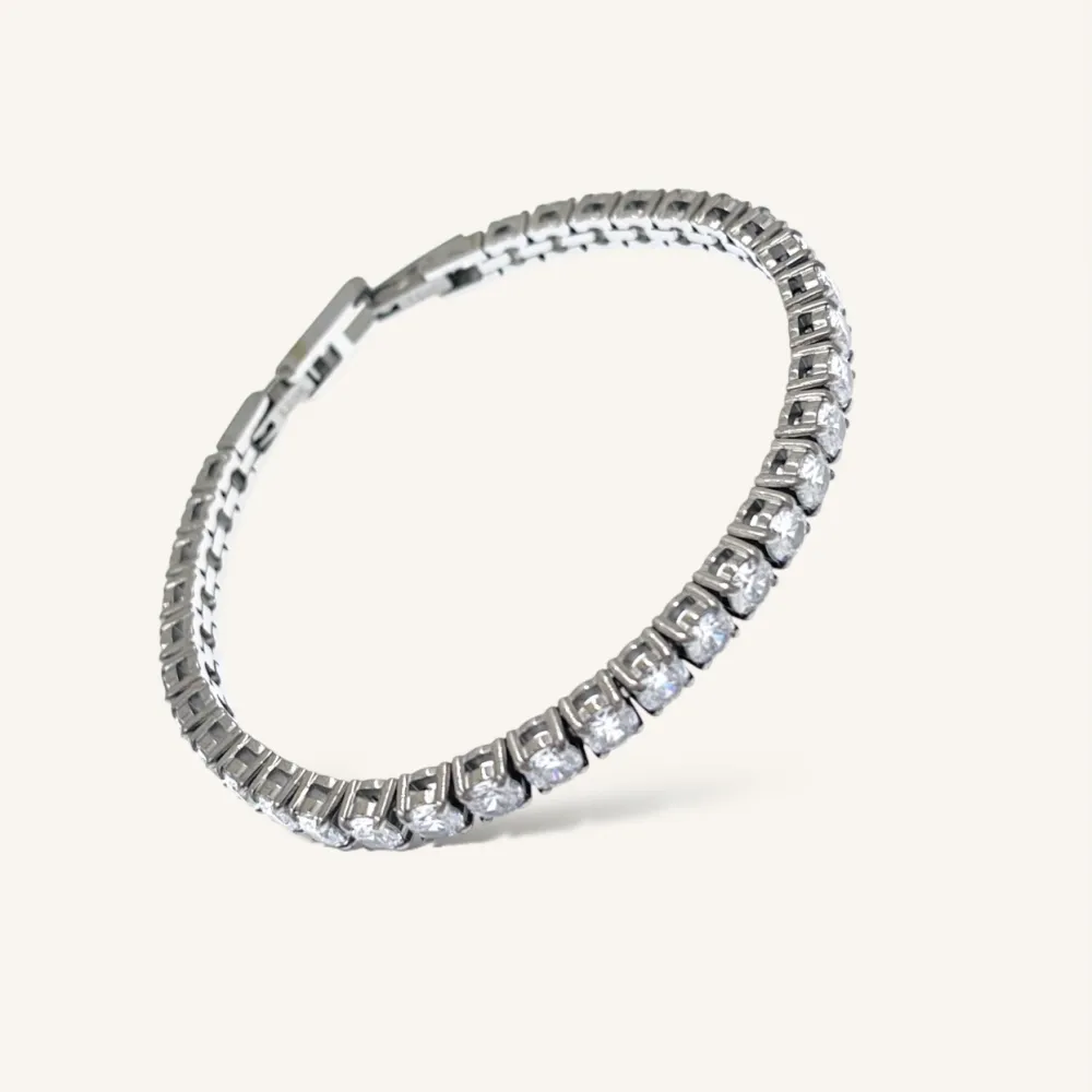 Tennis Punto Luce 3mm 17.50cm-Bracciale in Acciaio - BAC-103-AA3399B 3mm 17.50cm (Argento)