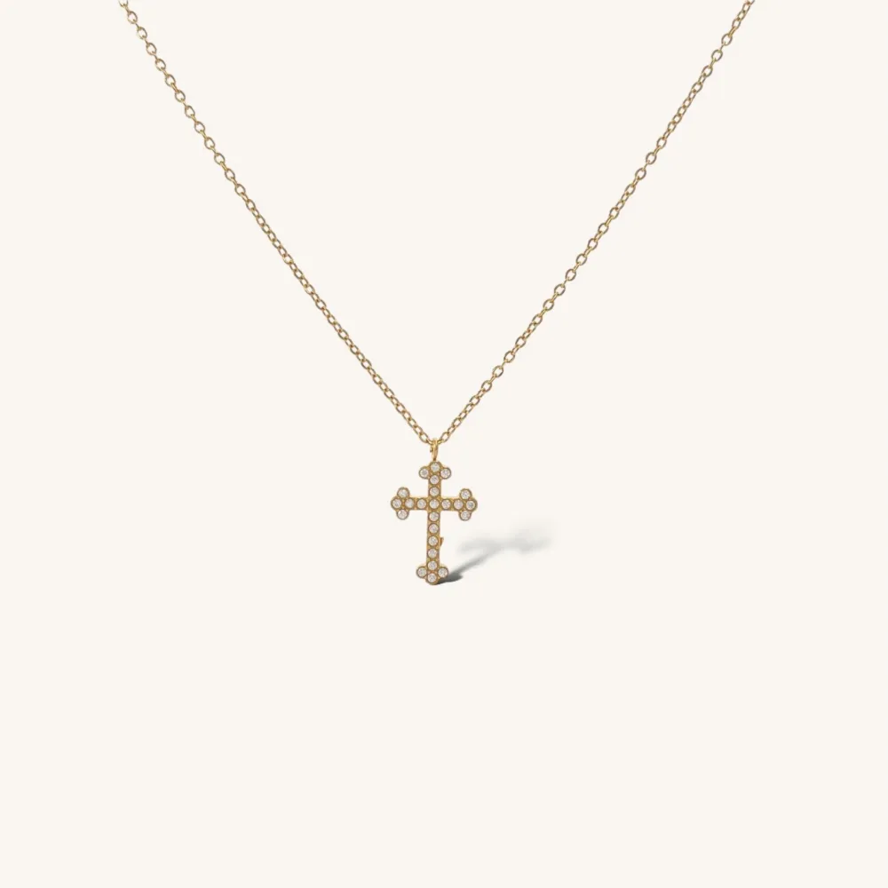 [CAC-103-AA5087N] Croce -Collana Corta in Acciaio - CAC-103-AA5087N (Oro Giallo)
