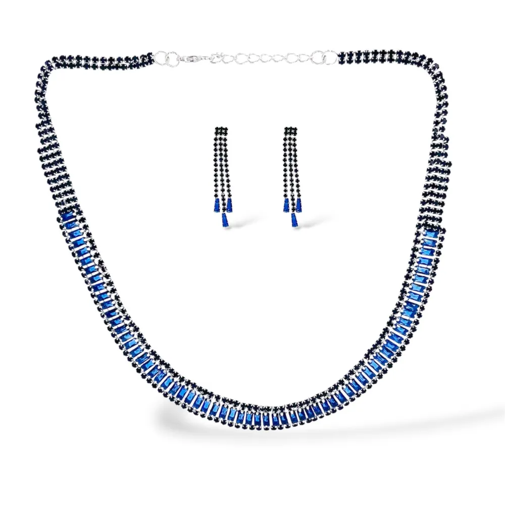 [SET-416-L32] Set Collana-Orecchini Moda in Ottone - SET-416-L32 (Blu)