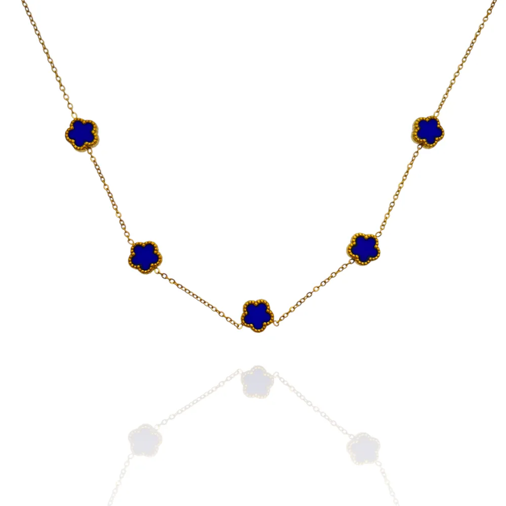 Fiore piccolo Smaltato-Collana Corta in Acciaio - CAC-413-3021/9mm