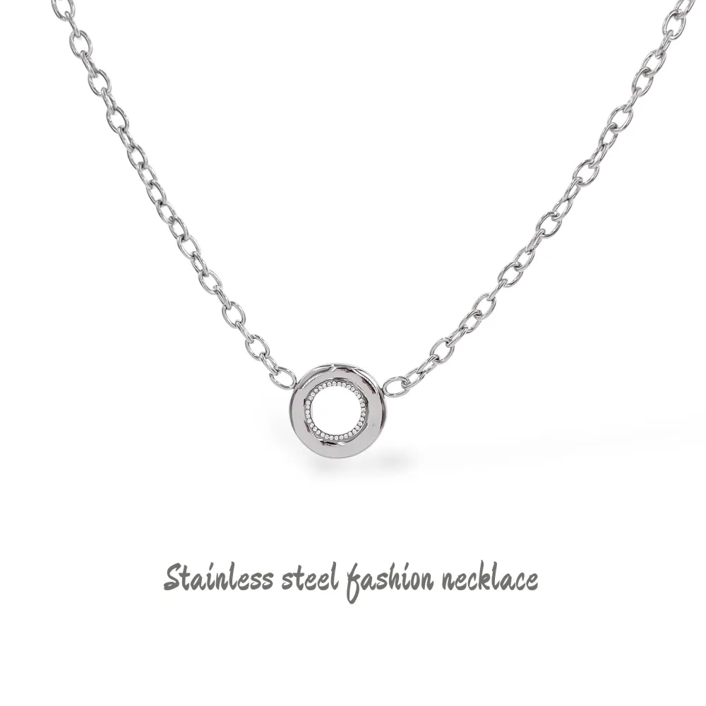 Cerchio-Collana Corta in Acciaio - CAC-795-10633 (Argento)
