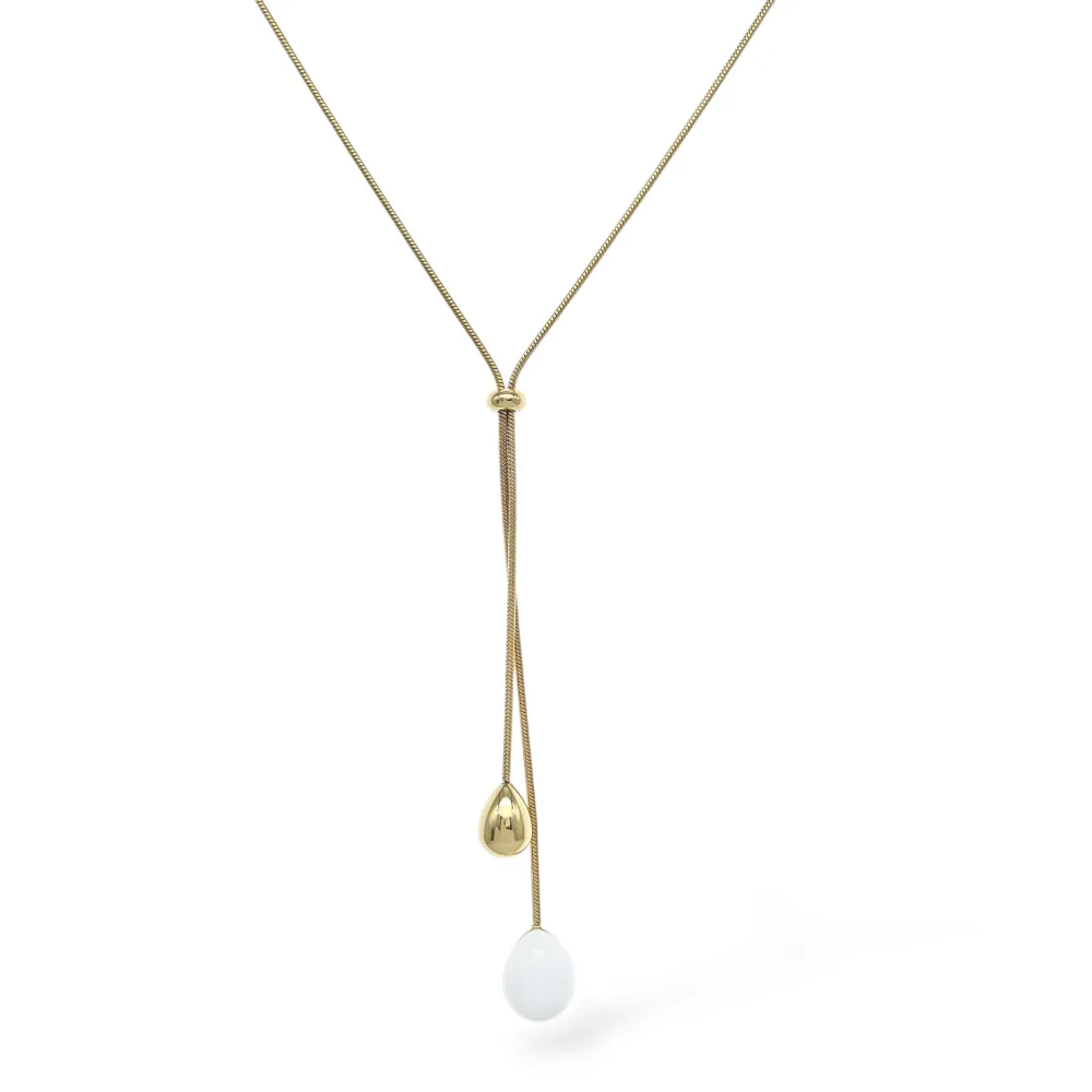 Collana lunga regolabile in Acciaio - CL-103-AA6302N (Bianco)