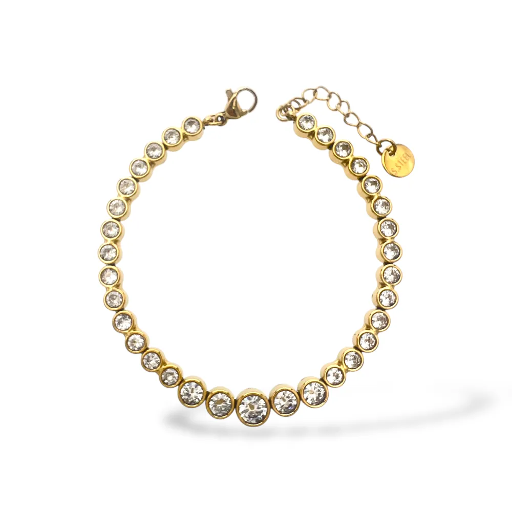 Punti Luce-Bracciale in Acciaio - BR-103-AA7174B (Bianco/Oro)