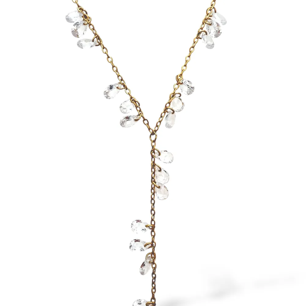 Gocce-Collana Corta a Y in Acciaio - CL-103-AA7344N (Bianco/Oro)