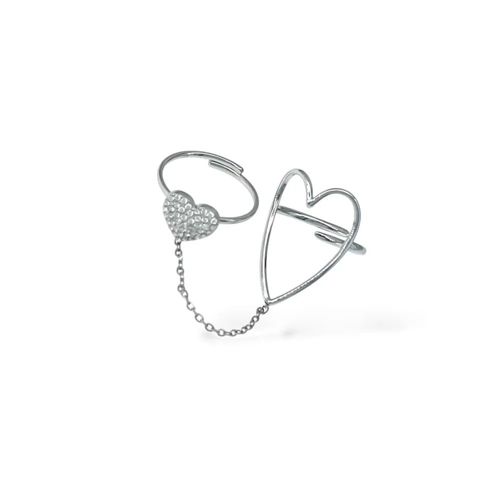 Cuore-Anelli Regolabili in Acciaio - AN-103-AA7427R (Argento)