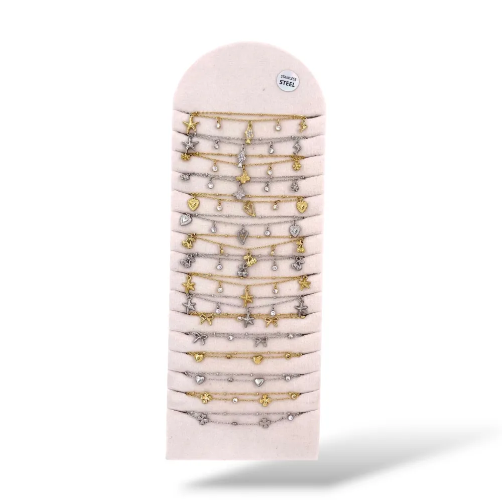 [BPA-413-3263] Mix punti luce doppio filo-16pz Bracciali  in Acciaio - BPA-413-3263
