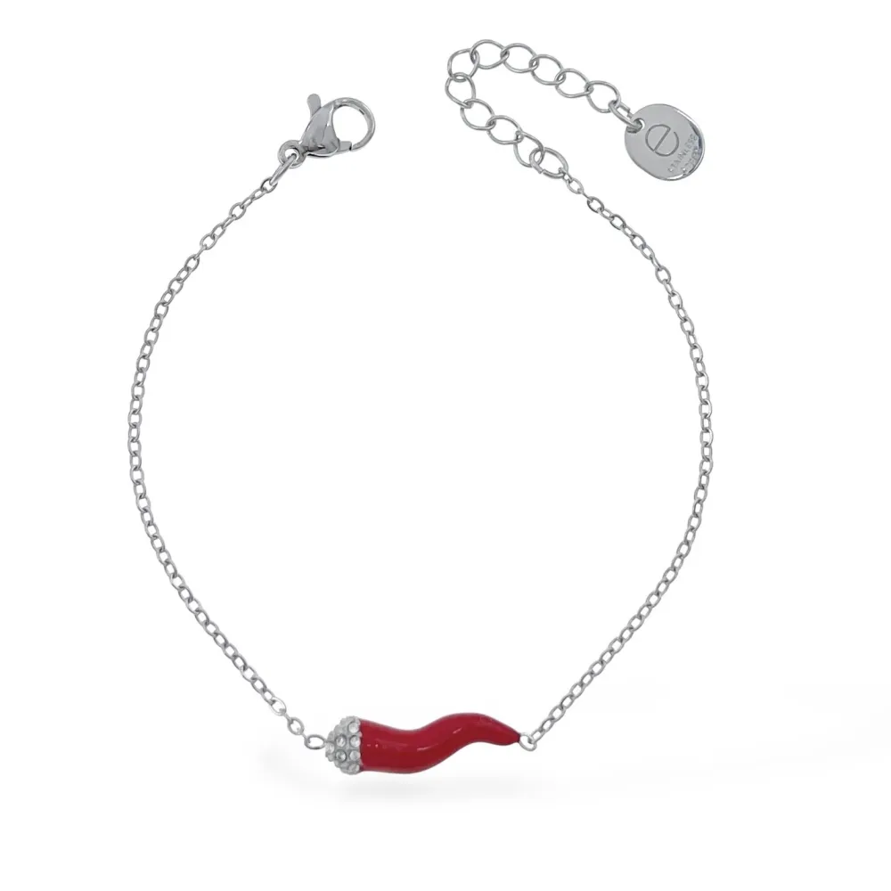 Cornetto-Bracciale in Acciaio - BR-103-AA5636B (Argento)