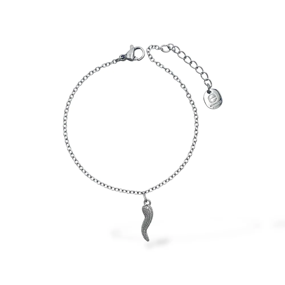 Cornetto-Bracciale in Acciaio - BR-103-AA7167B (Argento)