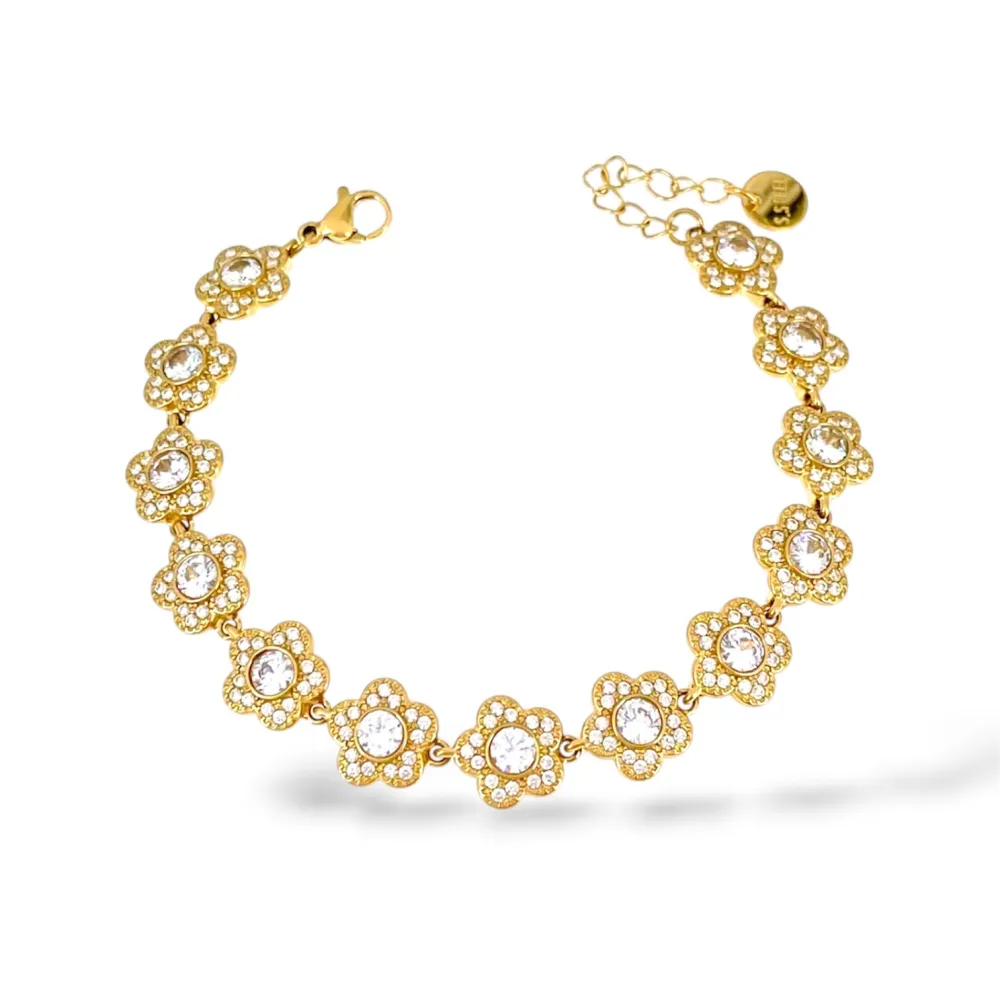 Fiori-Bracciale Moda in acciaio - BR-103-AA7280B (Bianco/Oro)