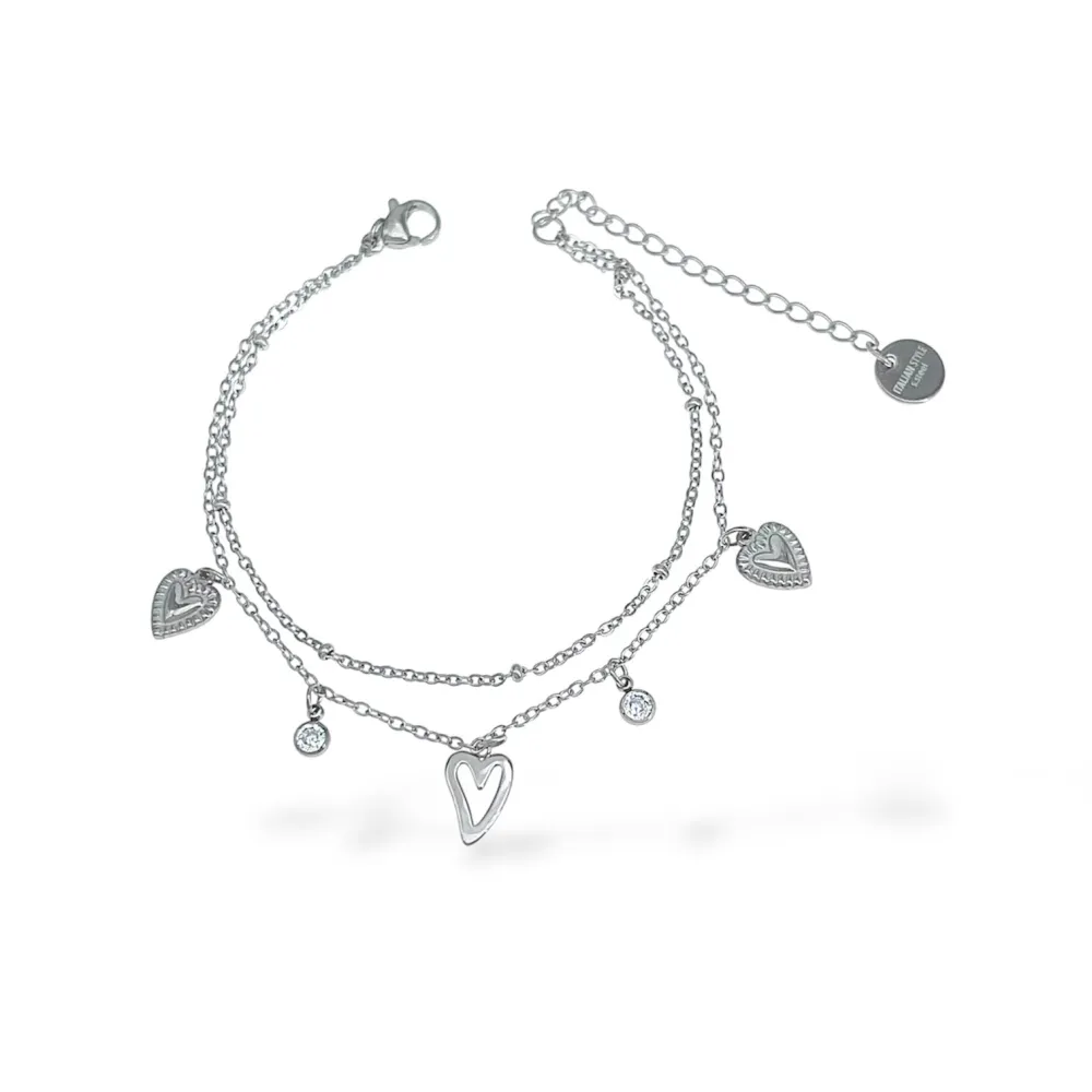 Cuore-Bracciale in acciaio - BR-413-3265 (Argento)