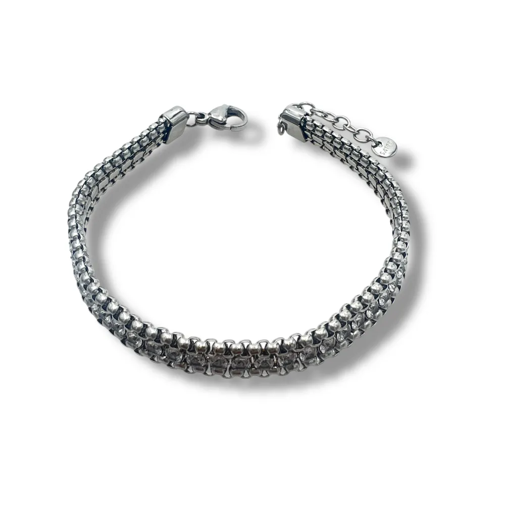 Tennis con chiusura-Bracciale in Acciaio da Uomo - BR-600-H412 4mm