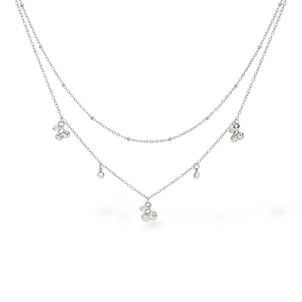 [CL-413-3770] Ciliegia-Collana corta in Acciaio - CL-413-3770 (Argento)