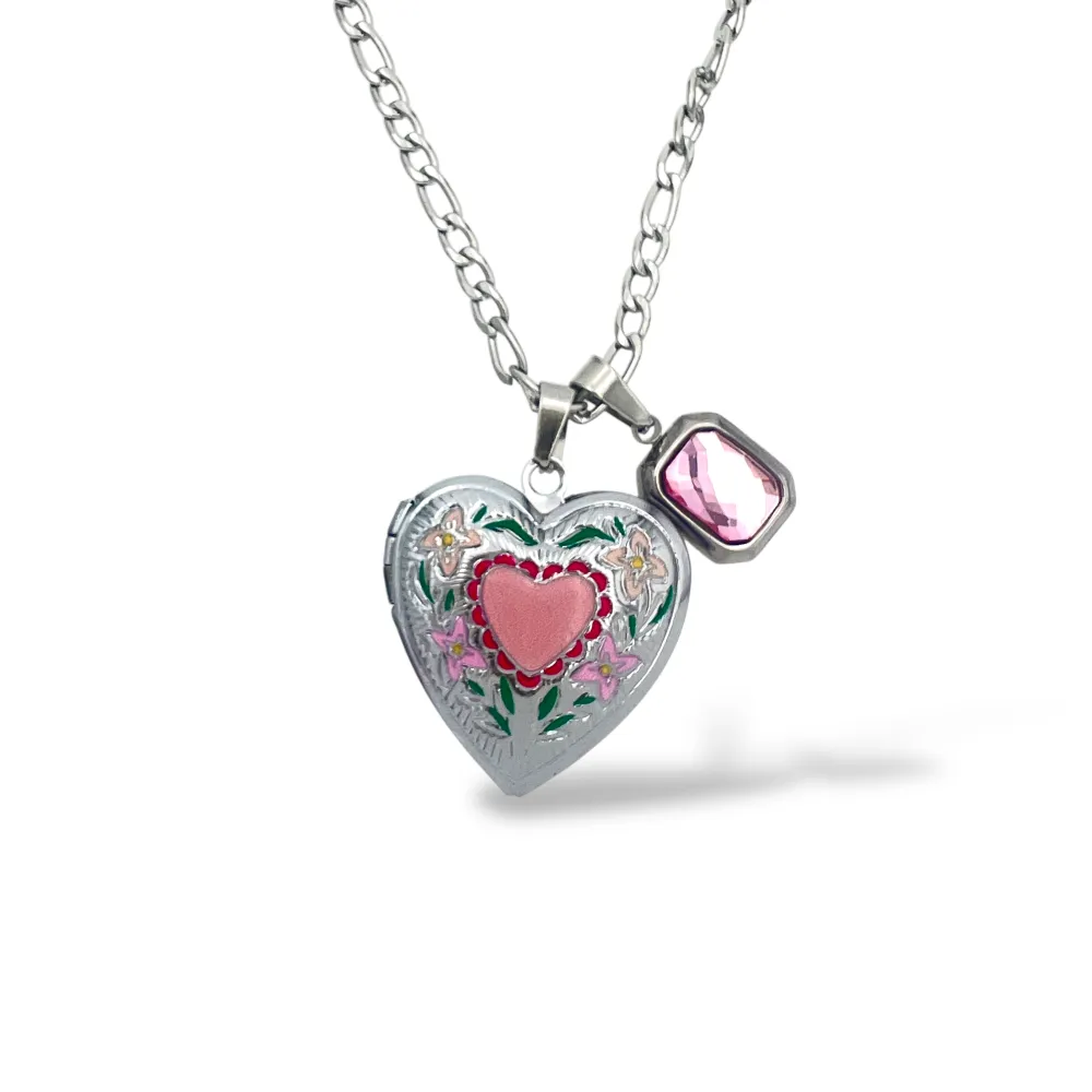 Cuore-Collana corta in Acciaio (apribile) - CL-413-3851 (Argento)
