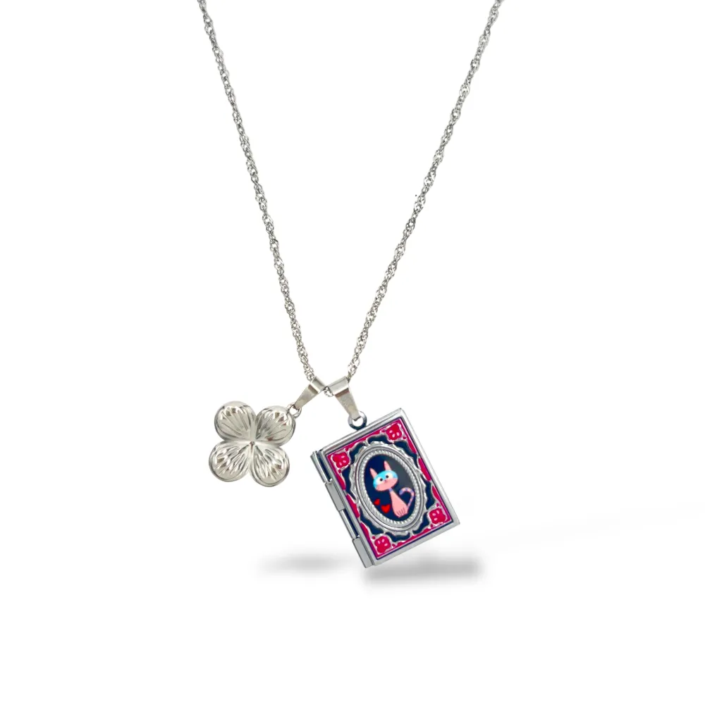 Libro apribile-Collana corta in Acciaio - CL-413-3852 (Argento)