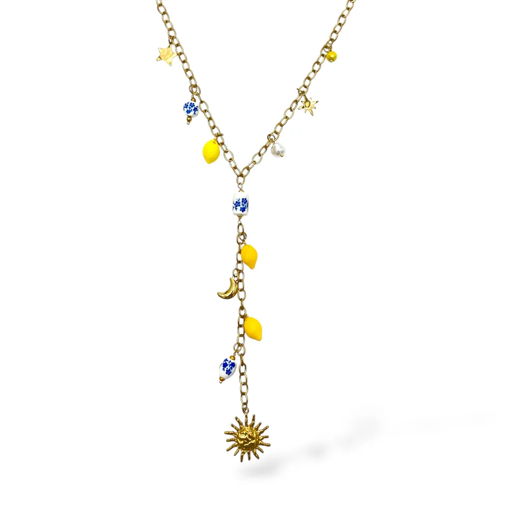 [CL-794-110] Limone e ceramica-Collana a Y in Acciaio - CL-794-110