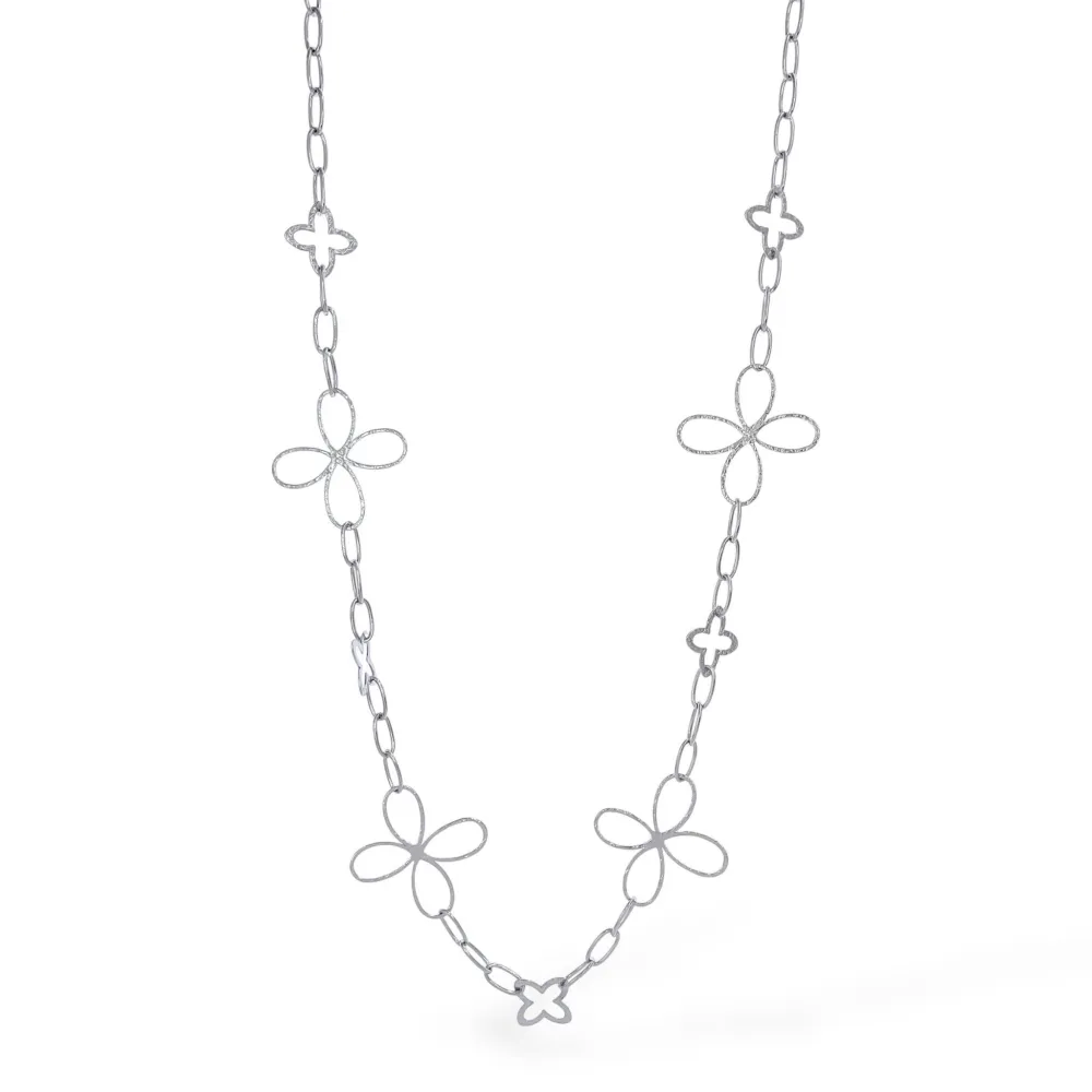 Catena cerchio Fiore-Collana lunga in Acciaio - CL-794-96 (Argento)