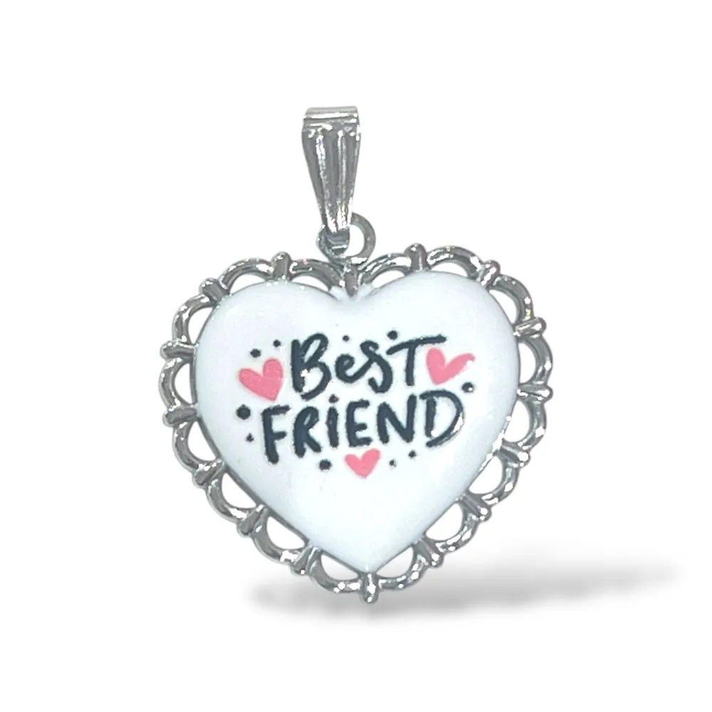 [DIY-732-18] BEST FRIEND-Ciondolo/Charms in Acciaio - DIY-732-18 (Argento)