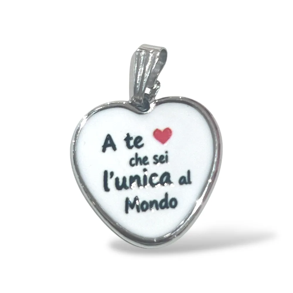 [DIY-732-22] A te che sei l’unica al Mondo-Ciondolo/Charms in Acciaio - DIY-732-22 (Argento)