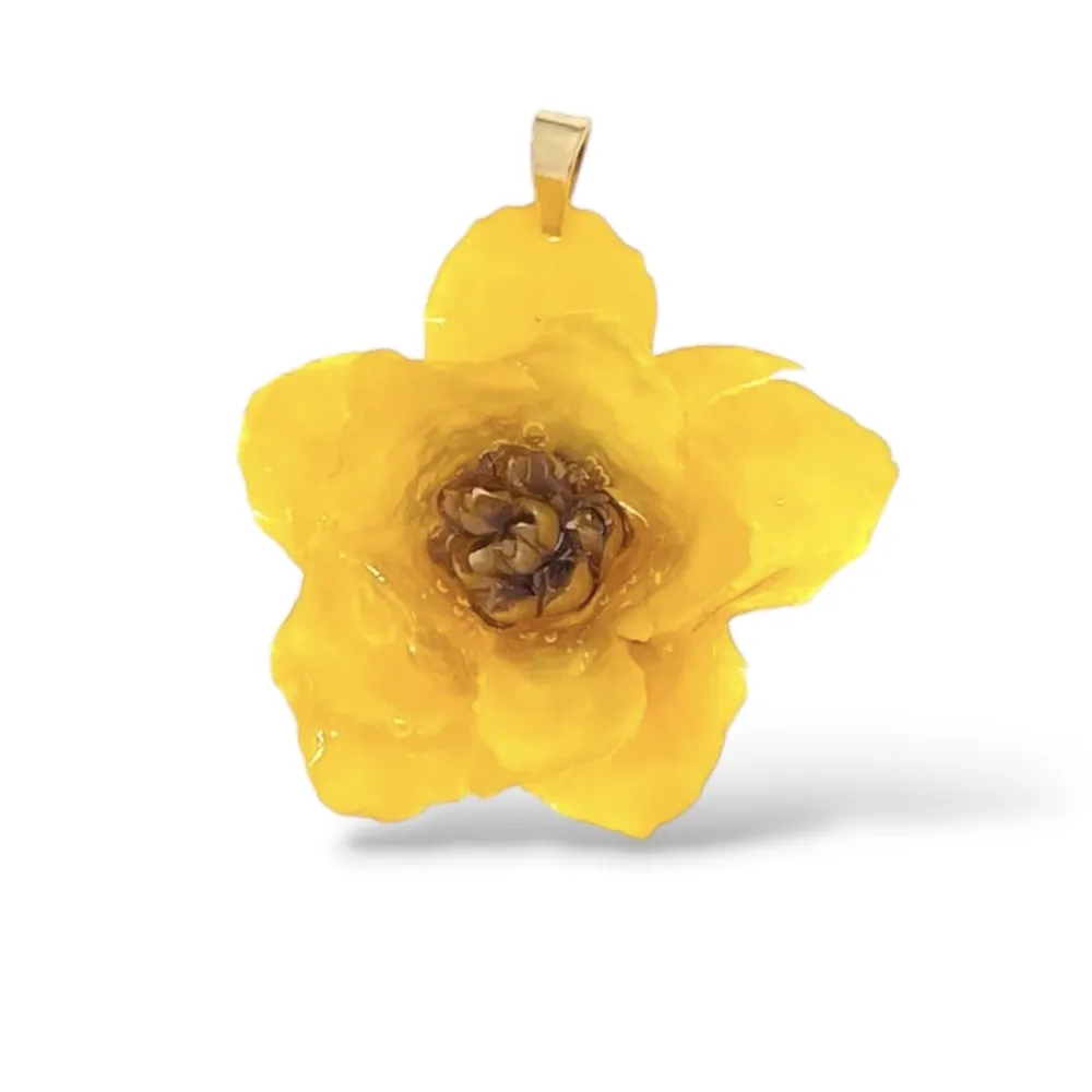[DIY-801-14] Fiore vero-Ciondolo/Charms in Acciaio - DIY-801-14 (Giallo)