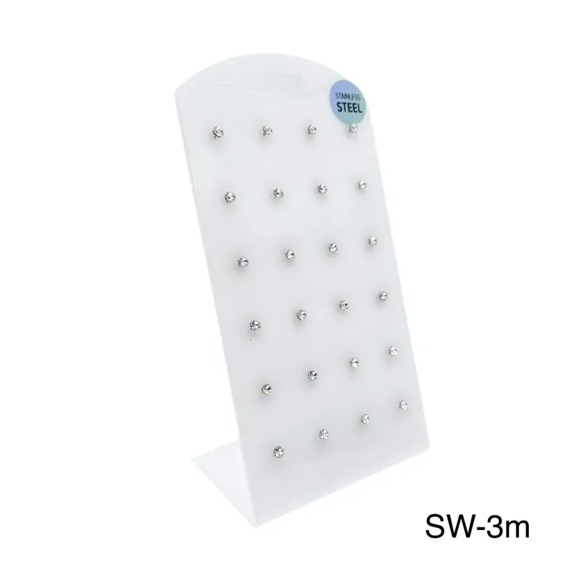 [OPA-107-103 3mm] Punto Luce SW 3m-12paia Orecchini in Acciaio - OPA-107-103 3mm (Argento)