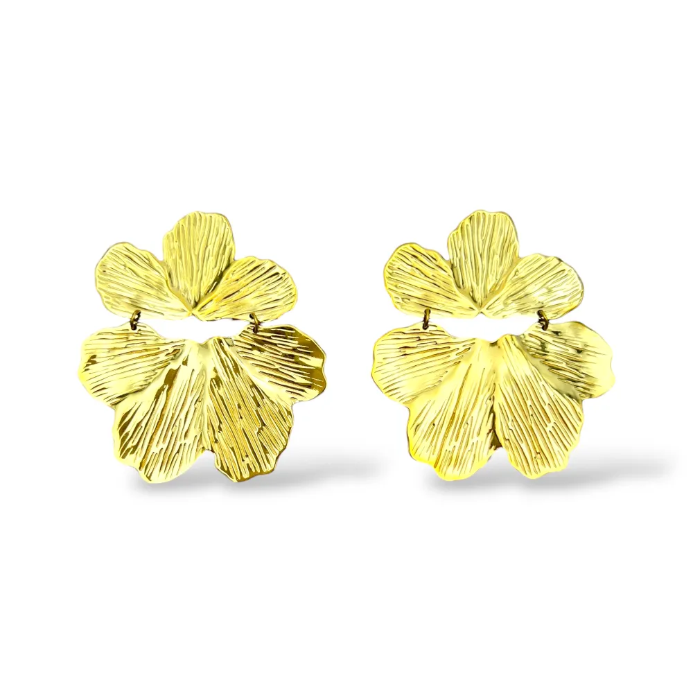 Fiore-Orecchini in Acciaio - OR-103-AA7102E (Oro Giallo)