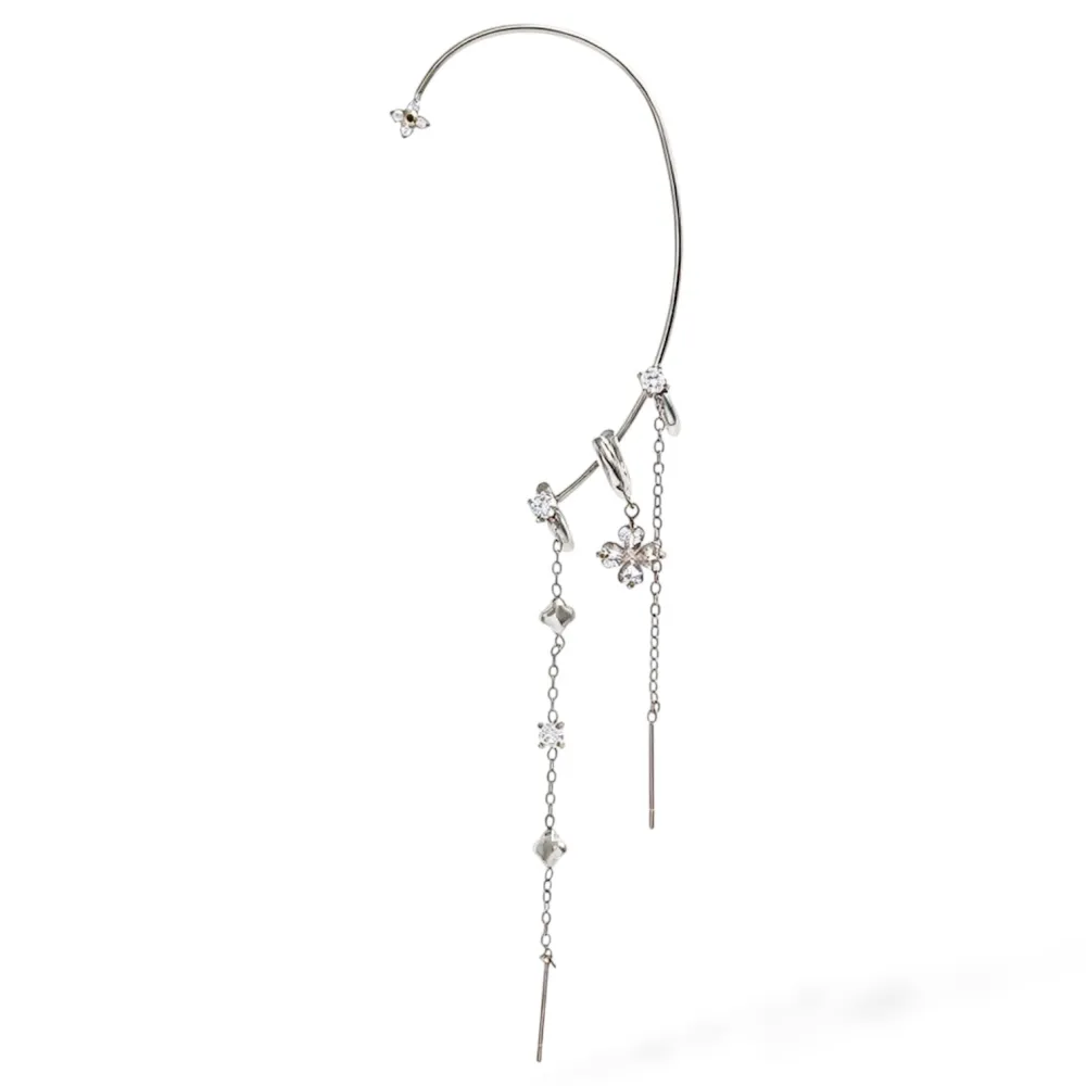 Quadrifoglio-Earcuff in Acciaio con zirconi - OR-795-22505