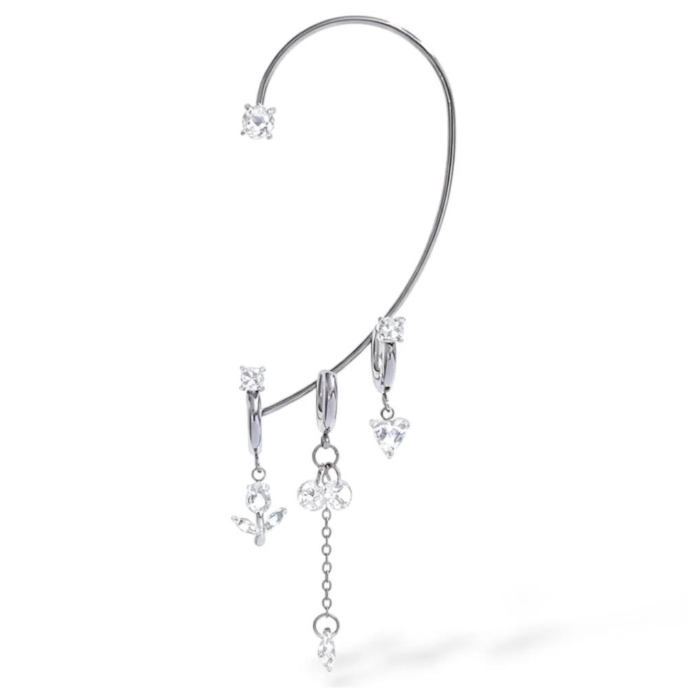 Tulipano-Earcuff in Acciaio con zirconi - OR-795-22506