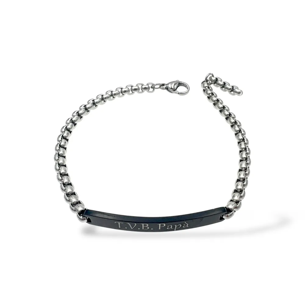 [BR-600-H427] T.V.B. Papà-Bracciale in Acciaio da Uomo - BR-600-H427 (Nero)
