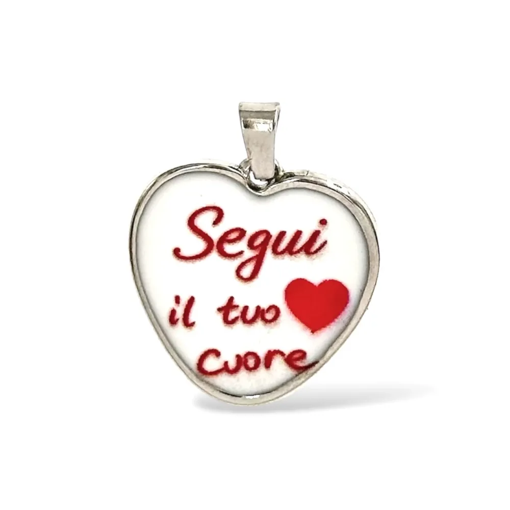 Segui il tuo cuore-Ciondolo/Charms in Acciaio - DIY-732-34 (Argento)