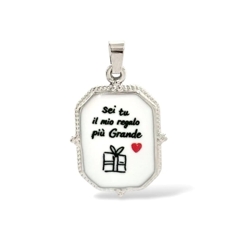 Sei tu il mio regalo più Grande-Ciondolo/Charms in Acciaio - DIY-732-36 (Argento)