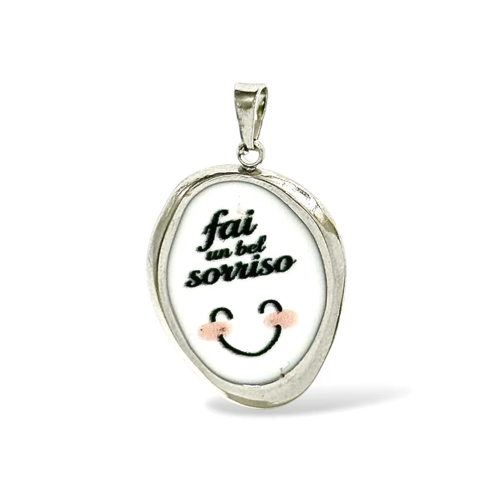 Fai un bel sorriso-Ciondolo/Charms in Acciaio - DIY-732-41 (Argento)