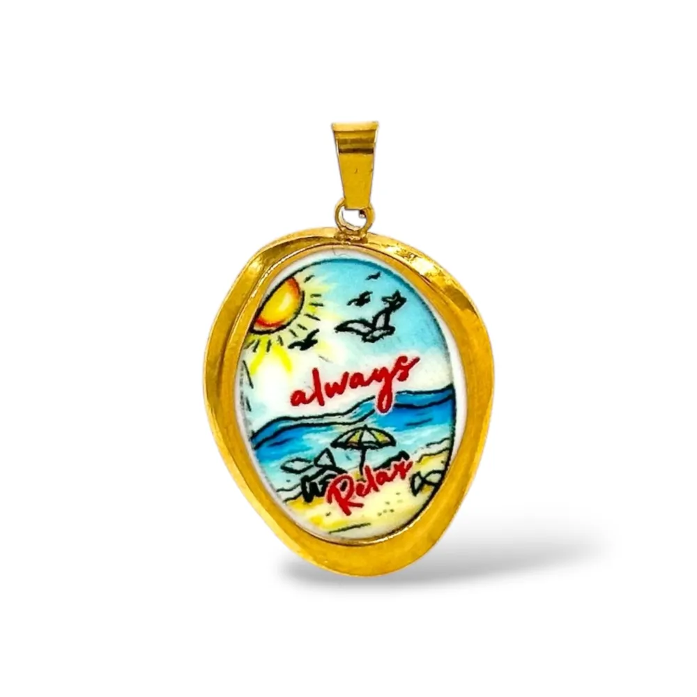 [DIY-732-43] Always relax-Ciondolo/Charms in Acciaio - DIY-732-43