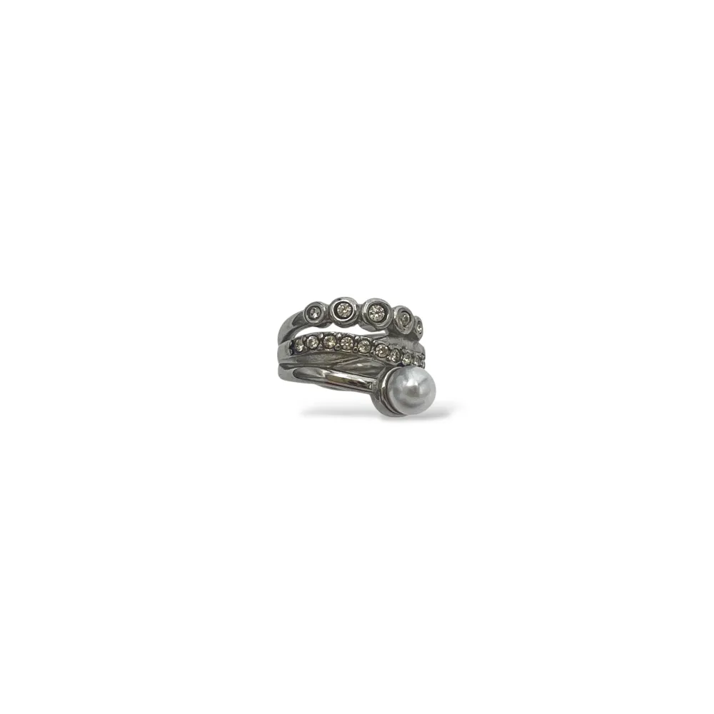 [OR-103-AA7456E] Treccia, perla - Earcuff in acciaio - OR-103-AA7456E (Argento)