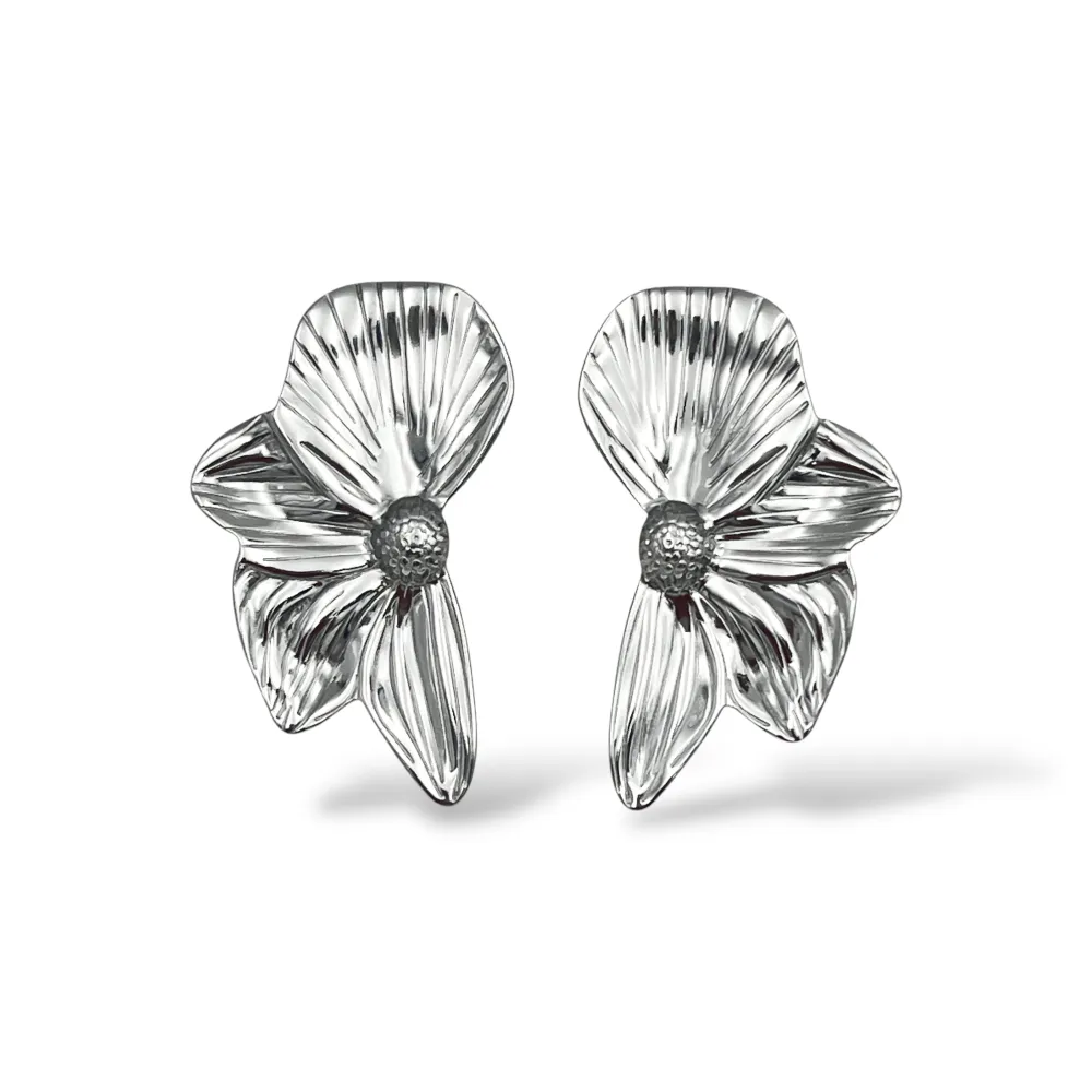 Fiore-Orecchini in Acciaio - OR-413-2601 (Argento)