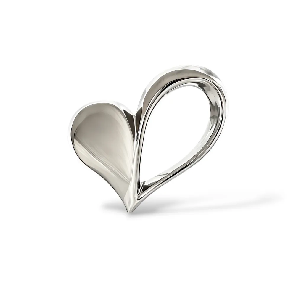 Cuore-Spilla in Acciaio Liscio - SP-744-25