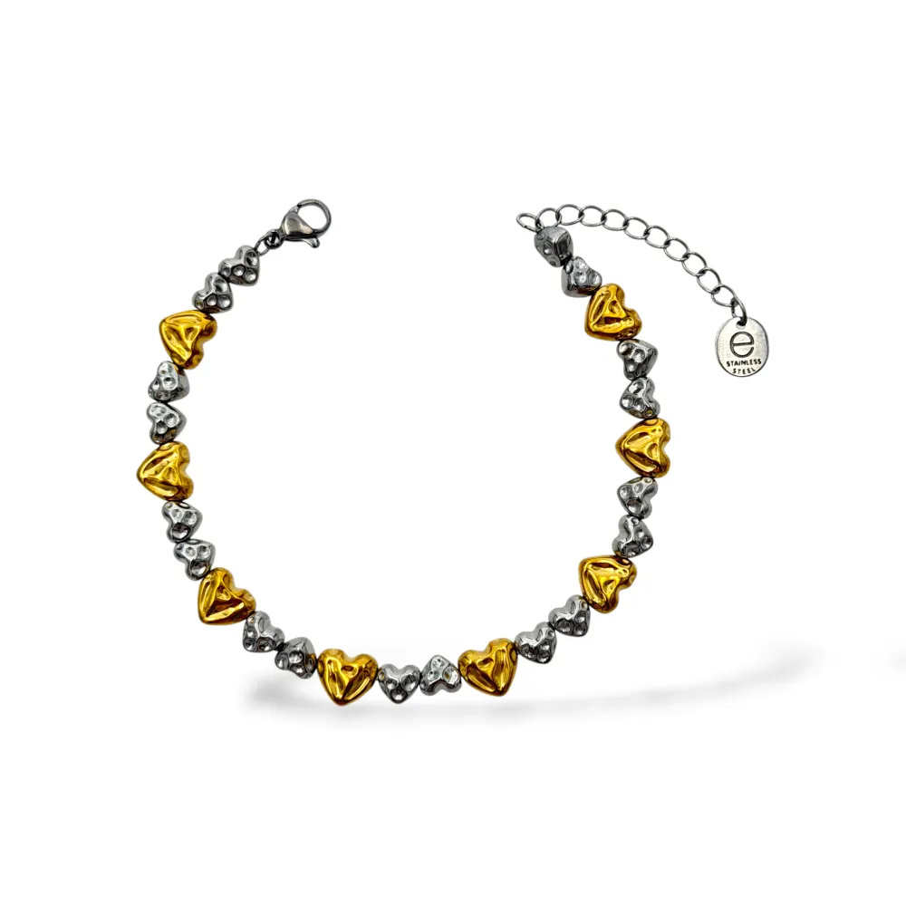 Cuori-Bracciale in Acciaio con Chiusura - BAC-103-AA7313B
