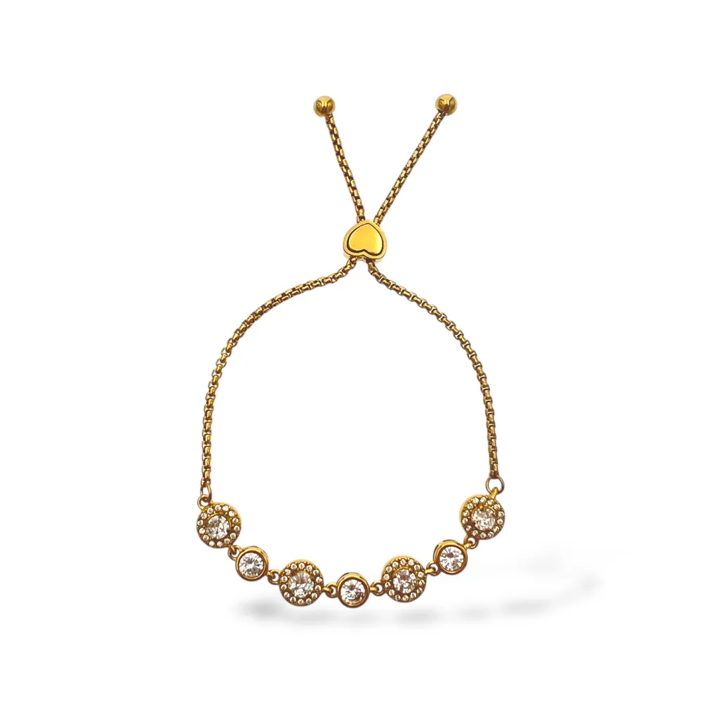 [BR-103-AA6795B] Punto luce-Bracciale in Acciaio con cursore - BR-103-AA6795B (Bianco/Oro)