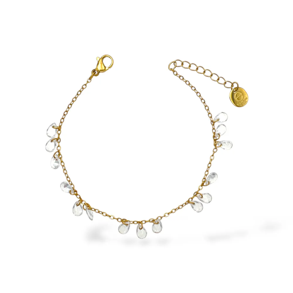 [BR-103-AA7565B] Gocce-Bracciale in Acciaio - BR-103-AA7565B (Bianco/Oro)